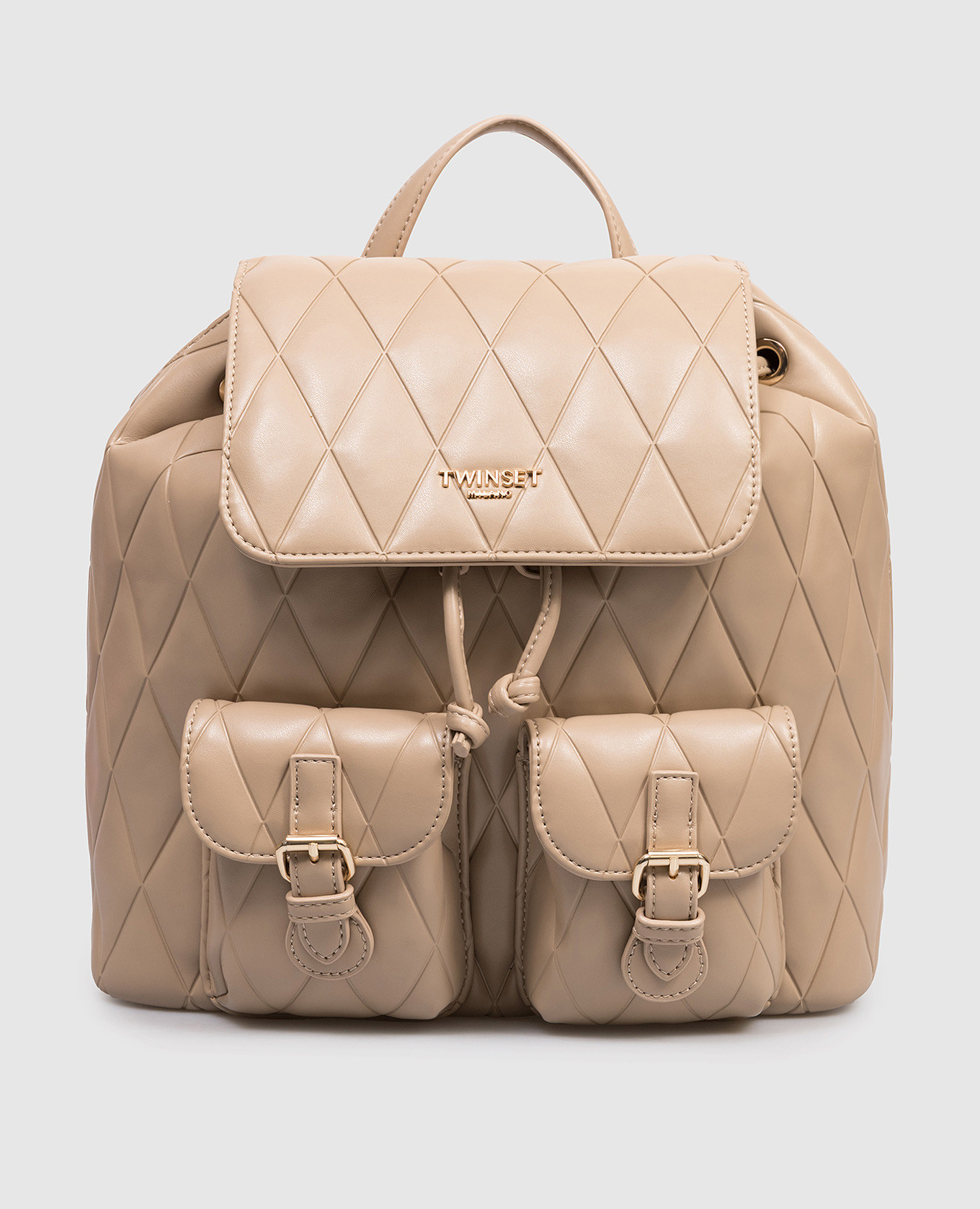 Бежевый рюкзак с геометрическим тиснением