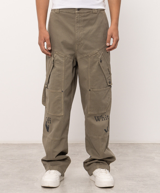 Off-White Брюки-карго цвета хаки с принтом 44MCF04SF26F001 изображение 3