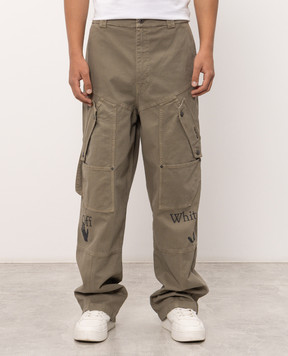 Off-White Штани-карго кольору хакі з принтом 44MCF04SF26F001