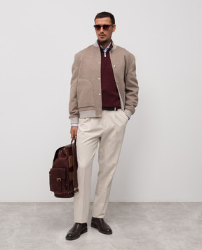 Brunello Cucinelli Бордовый джемпер из кашемира с молнией M2200124