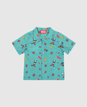Diesel Дитяча зелена сорочка Mcalyb в принт K00791KXBS6