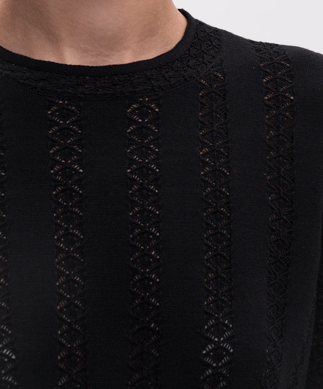 Twinset Черный джемпер с ажурным узором 262TP3124 изображение 5