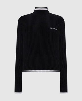 Off-White Чорний гольф з вишивкою логотипа 2FB00120T