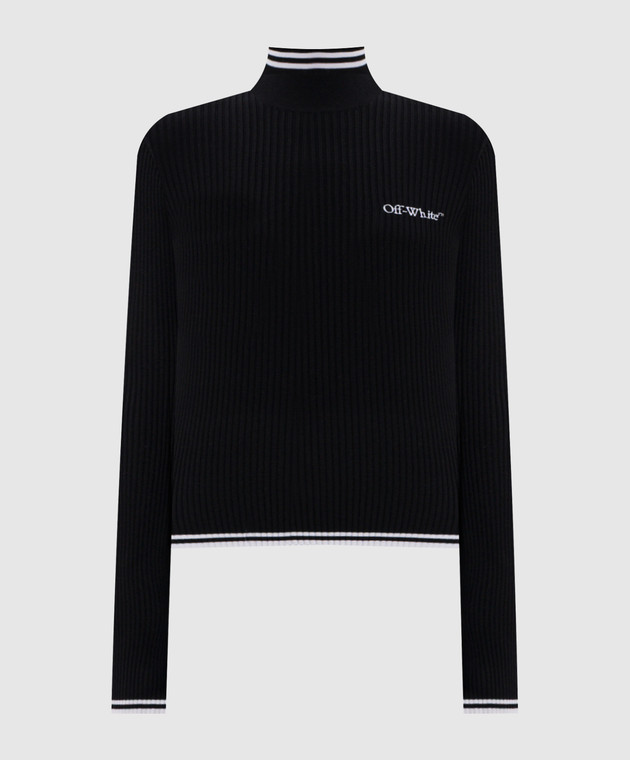 Off-White Чорний гольф з вишивкою логотипа 2FB00120T