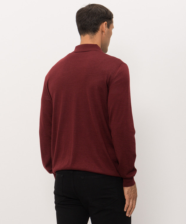 Bertolo Cashmere Бордовое поло из шерсти и шелка 900837000006 изображение 4