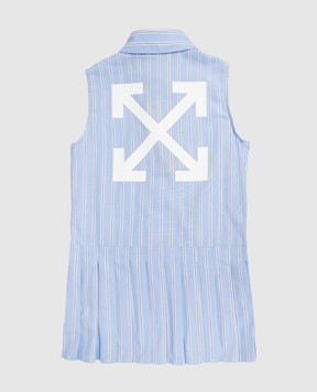 Off-White Детское голубое платье-рубашка в полоску 44GDB06JS26F001
