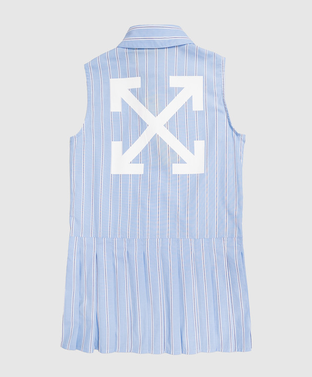 Off-White Детское голубое платье-рубашка в полоску 44GDB06JS26F001 изображение 2