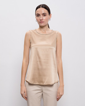 Peserico Бежева блуза із шовку з ланцюжком A08893D02372