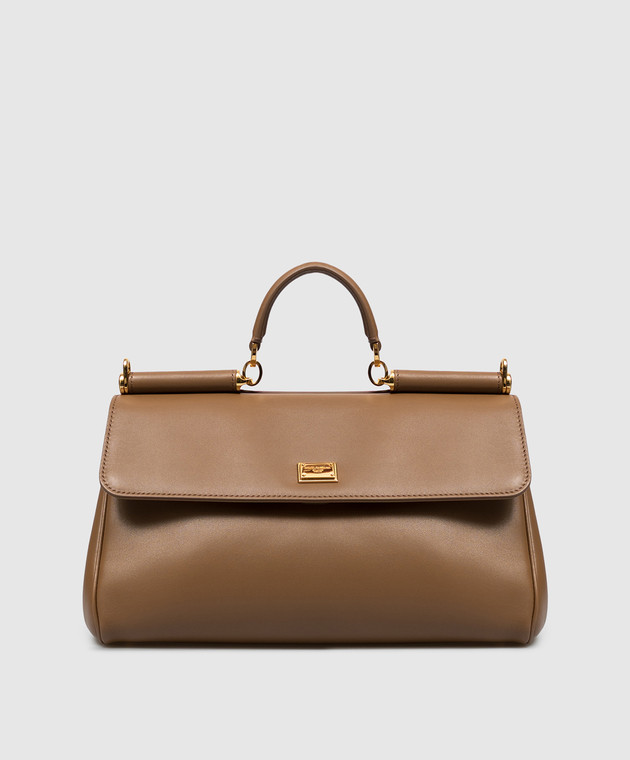 Dolce&Gabbana Коричневая кожаная сумка My Sicily BB7782B7321