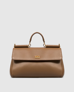 Dolce&Gabbana Коричневая кожаная сумка My Sicily BB7782B7321
