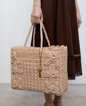 Twinset Бежева плетена сумка з вишивкою логотипа 261TB7510