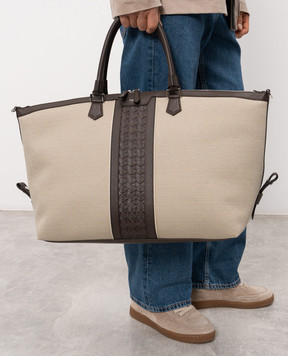 Serapian Бежевая дорожная сумка с принтом логотипа SRCANMTR707545CBJ9