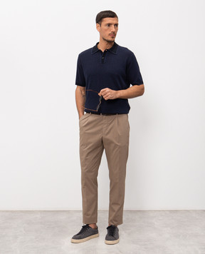 Canali Синее поло с леном и шелком MK02462C1179