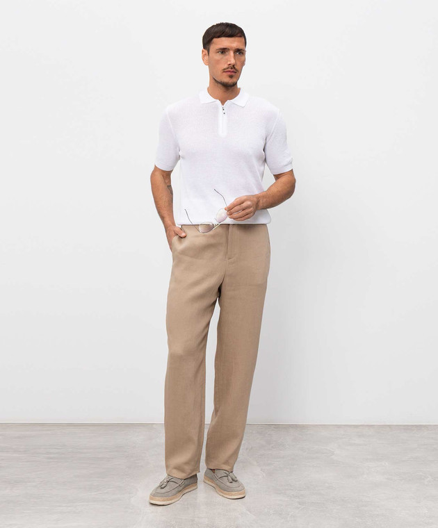 Agnona Бежевые брюки из льна T711U7YU3049 изображение 2