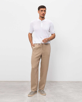 Agnona Бежевые брюки из льна T711U7YU3049