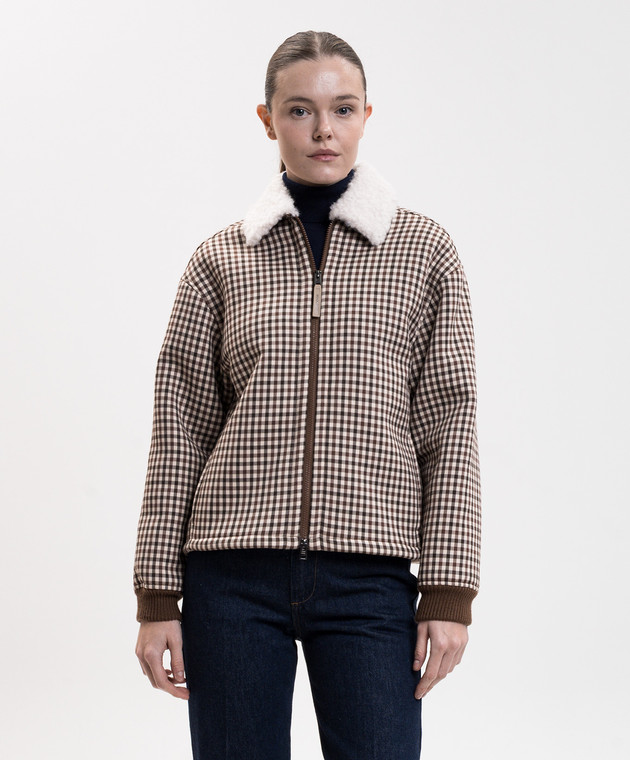 Woolrich Бежева куртка в клітинку CFWWOS2035FRUT5486 зображення 3