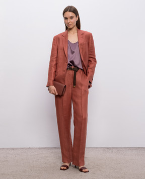 Brunello Cucinelli Теракотові штани з льону MH527P9198