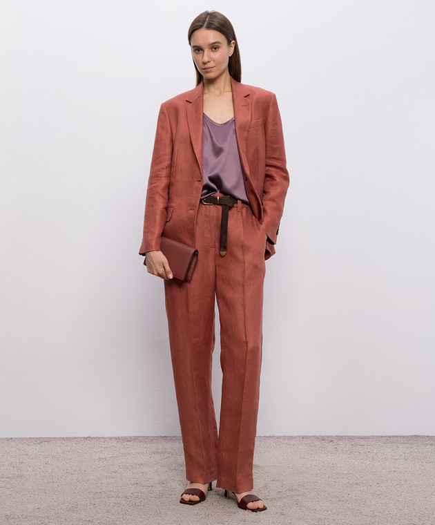 Brunello Cucinelli Теракотові штани з льону MH527P9198 зображення 2