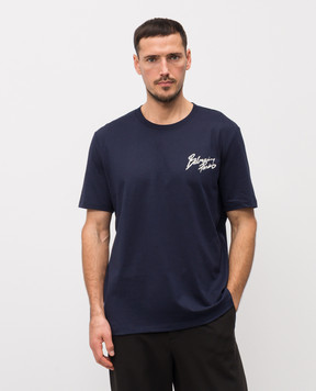 Balmain Синя футболка з логотипом GH1EG000BD40