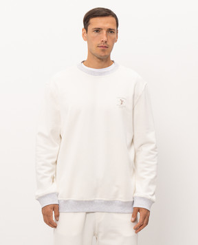 Brunello Cucinelli Світшот кольору айворі з вишивкою MM8263390G
