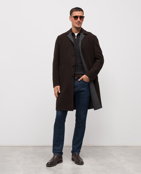 Stefano Ricci Коричневе поло з вовни і шовку у візерунок KE06010P30E25402