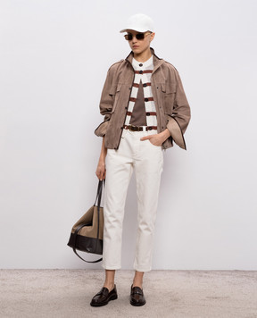 Brunello Cucinelli Белый кардиган в полоску M19225716