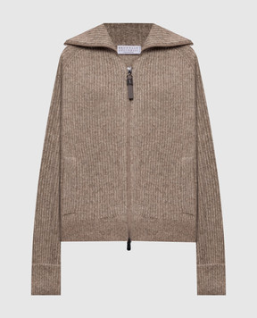 Brunello Cucinelli Коричневый кардиган с кашемиром с люрексом MTX755606P