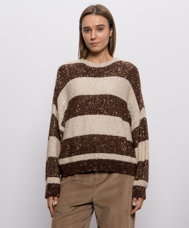 Brunello Cucinelli Джемпер з вовною в смужку MPN572300P зображення 3