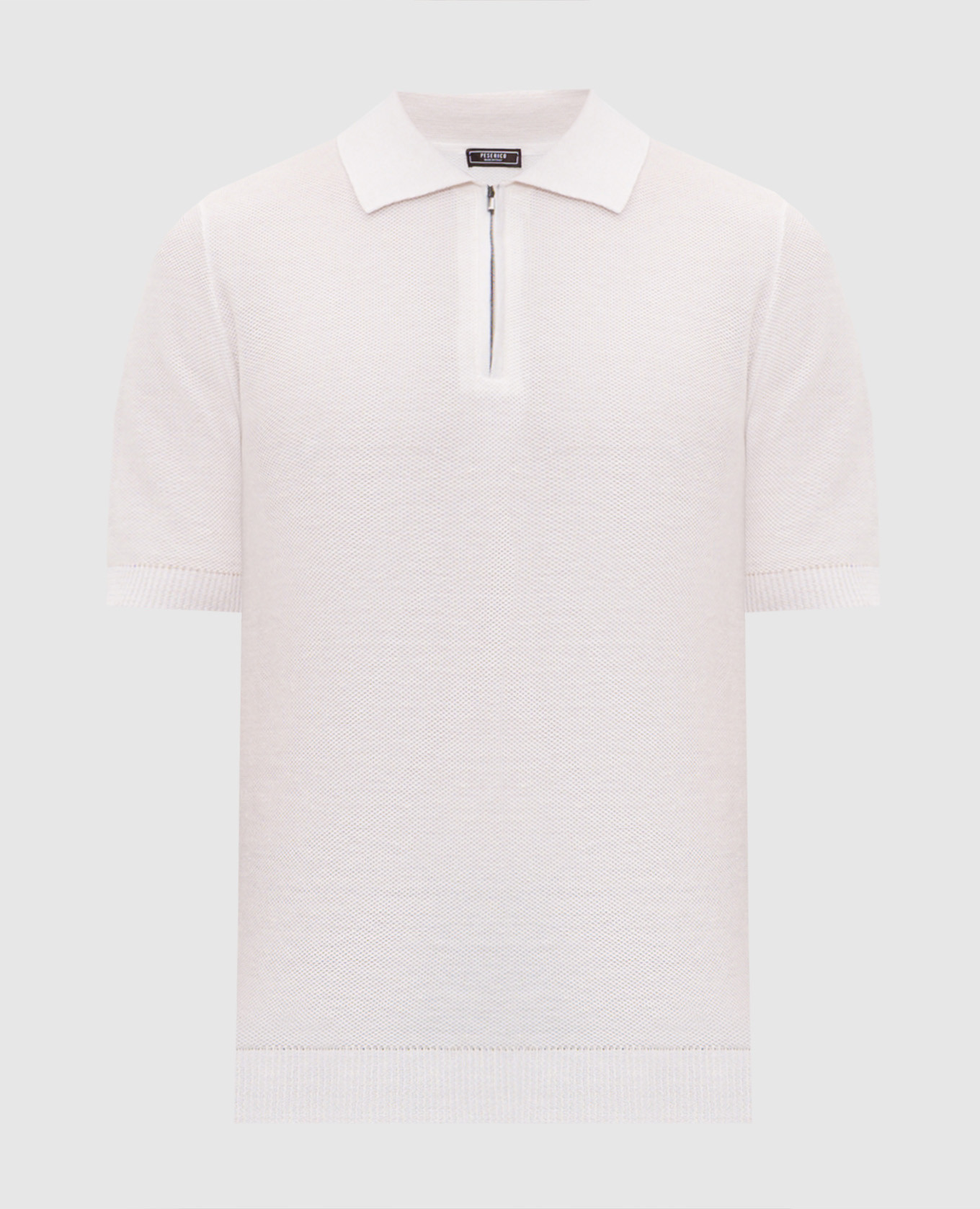 Поло цвета айвори с леном в узор