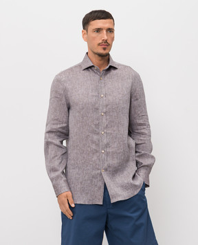 Brunello Cucinelli Коричневая рубашка из льна MM6840627