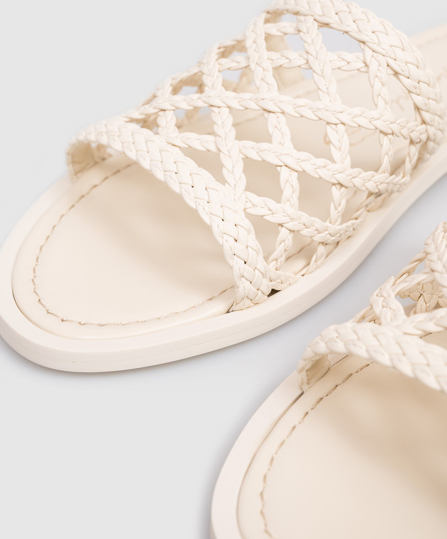 Babe Pay Pls Шкіряні шльопанці кольору айворі з плетінням SLIPY зображення 5