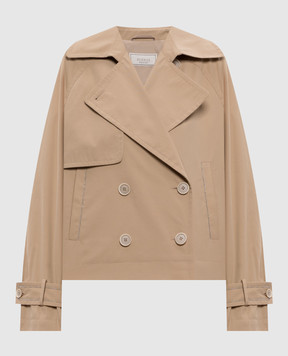 Peserico Бежевий укорочений двобортний тренч з ланцюжком A2511903184