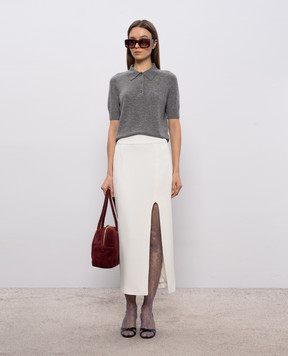 Victoria Beckham Сіре поло з вовни з логотипом 1126KTP007013A