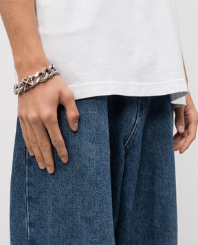 Off-White Сріблястий браслет ланцюг з емблемою OMOA10CC99MET001