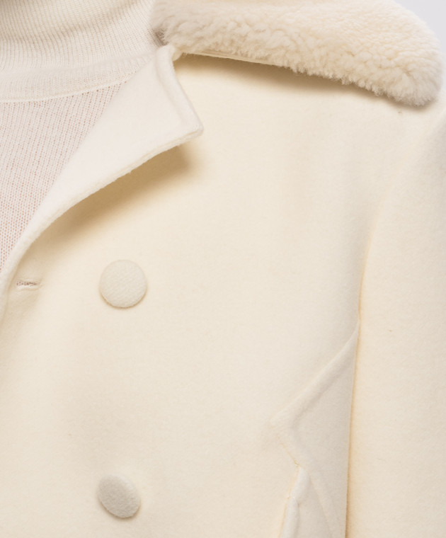 Ermanno Scervino Куртка цвета айвори из шерсти с мехом D496I311SHZBG изображение 5