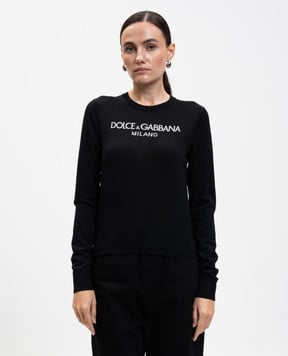 Dolce&Gabbana Черный джемпер из шерсти с логотипом FXX12TJCVT4