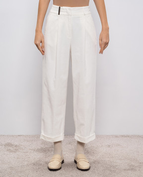 Peserico Білі вельветові штани P04831T303642