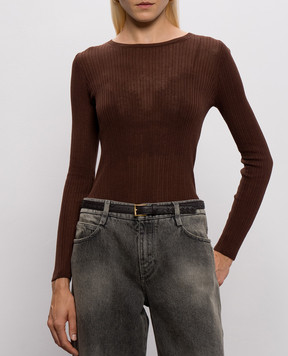 Bottega Veneta Темно-коричневый кожаный ремень 871643V0HW5