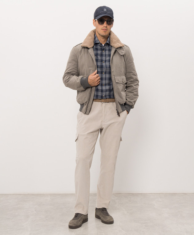 Brunello Cucinelli Синяя рубашка в клетку на кнопках MY6554008 изображение 2