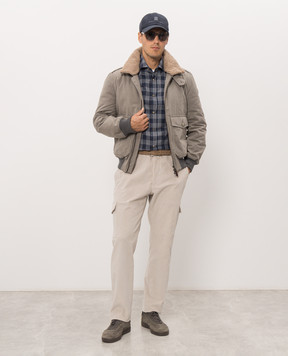 Brunello Cucinelli Синя сорочка в клітинку на кнопках MY6554008