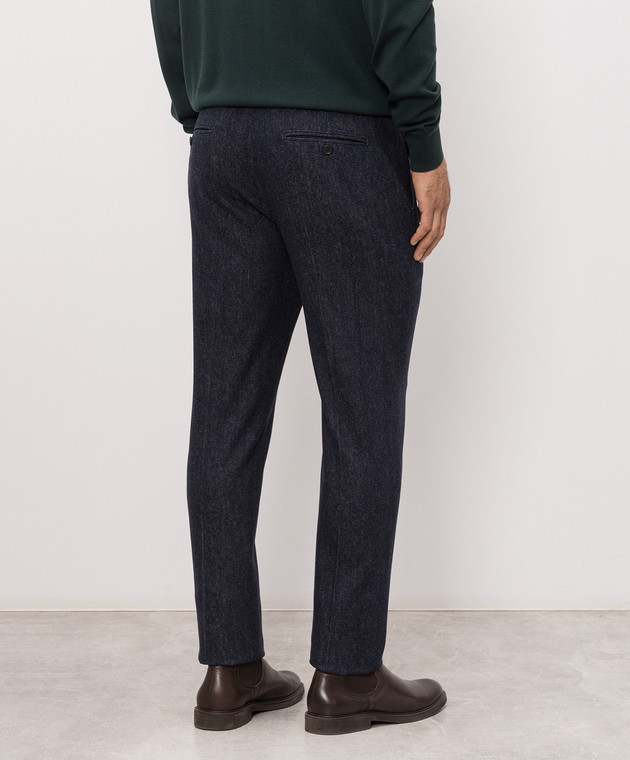 ISAIA Брюки синего цвета из шерсти PNC05391010 изображение 4