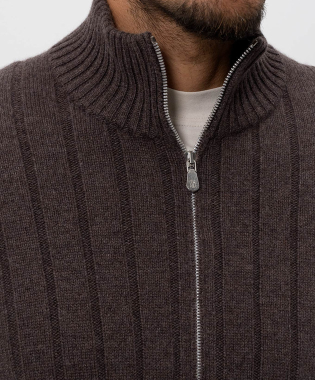 Brunello Cucinelli Кардиган з кашеміру коричневого кольору M22506006 зображення 5
