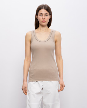 Brunello Cucinelli Бежевая майка с цепочкой мониль MG902FP100