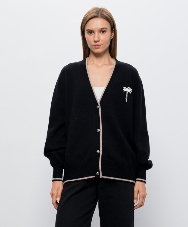 Palm Angels Черный кардиган из шерсти PAWHB003KN001 изображение 3