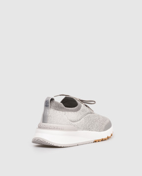 Brunello Cucinelli Сірі кросівки з фактурним логотипом MZUEHRO342