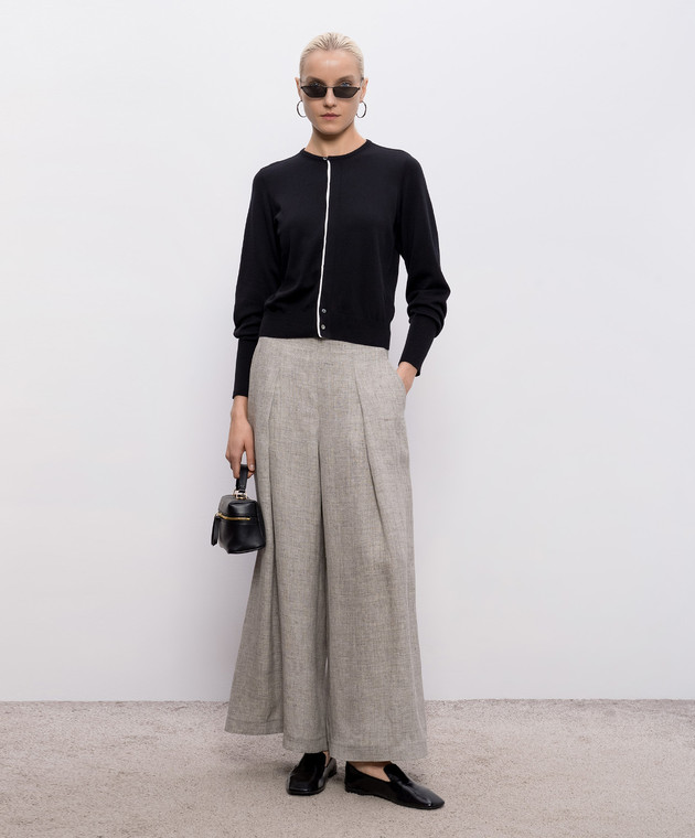 Intoca Черный кардиган с контрастной полоской 261SUVINCD0402 изображение 2