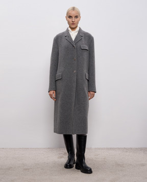 Thom Browne Сіре пальто Chesterfield з вовни FOC906UF1163