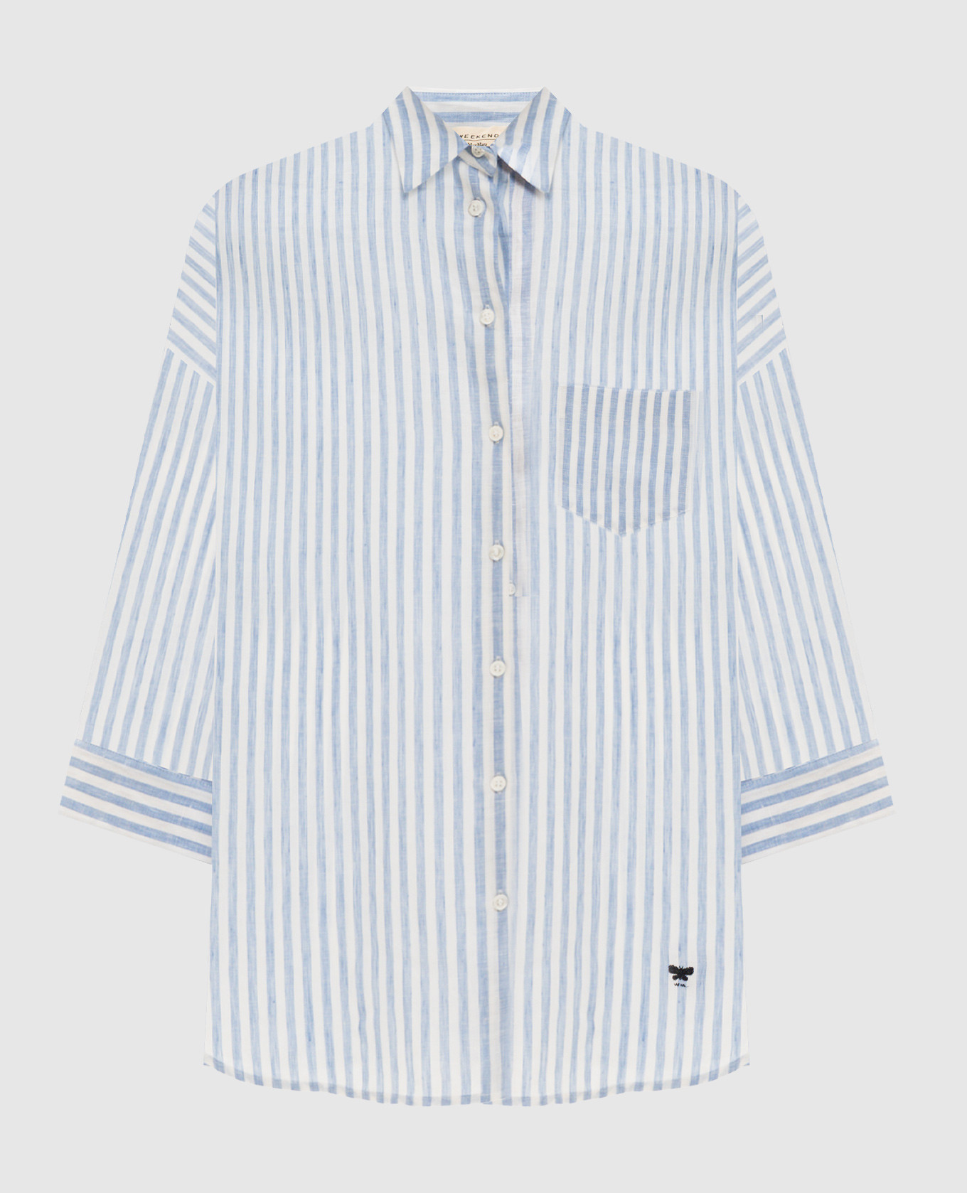 Голубая рубашка PANETTO из льна в полоску