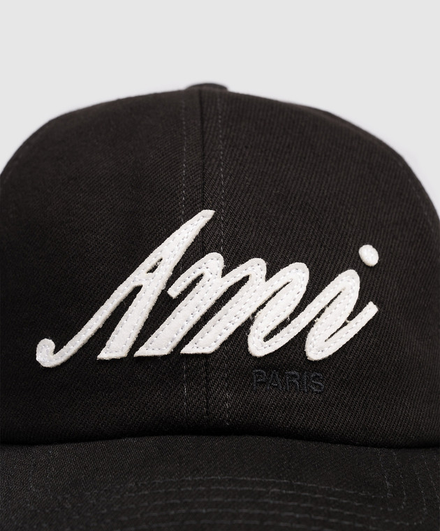 Ami Paris Черная кепка с нашивкой логотипа UCP276AW0028 изображение 4