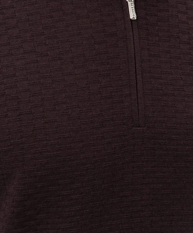 Bertolo Cashmere Фиолетовое поло из шерсти и шелка с фактурным узором 902473002514 изображение 5